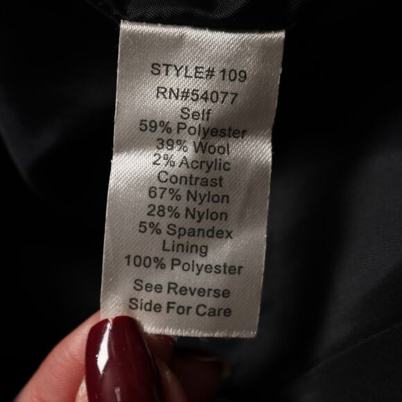 CAbi Velvet Jacquard Blazer Jacket Navy Blue Patterned Button Front Size 6 - Picture 7 of 11